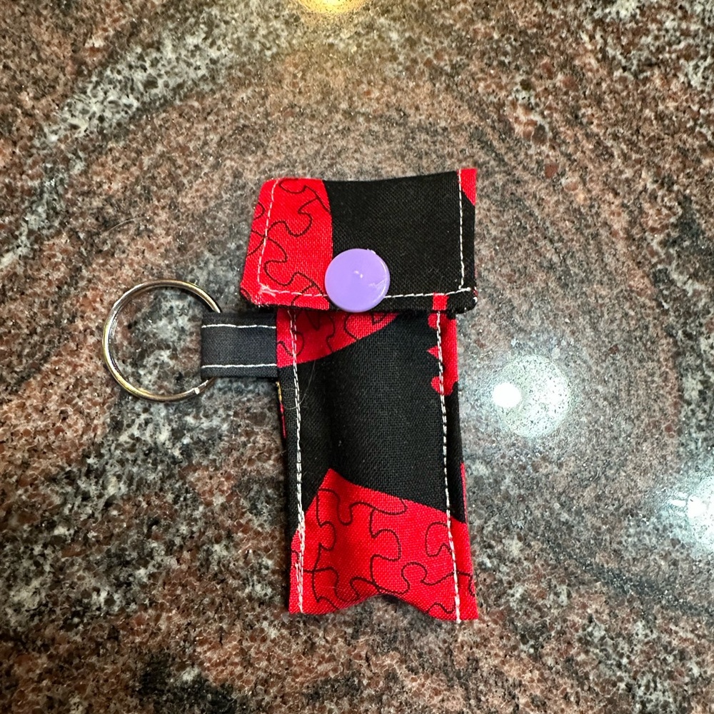 Handmade lip balm holder keychain- puzzle pieces